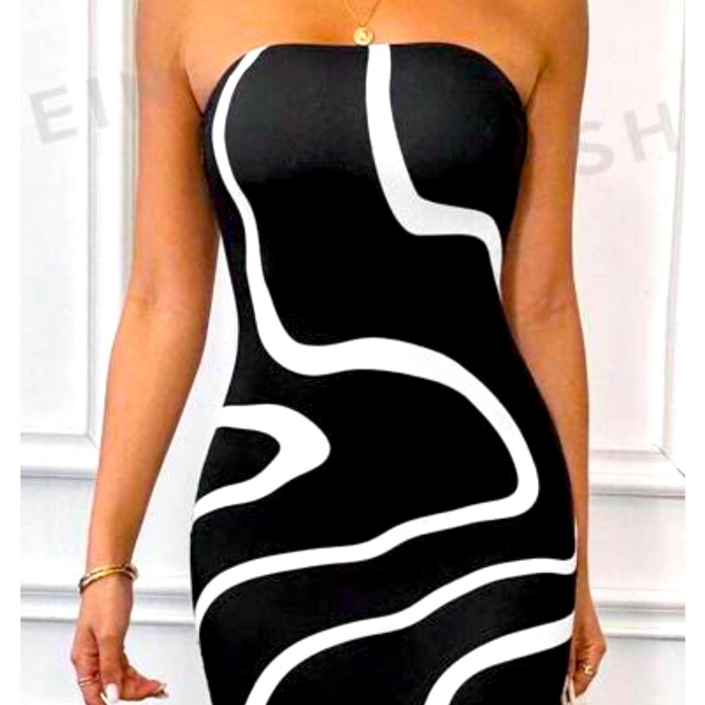 Line Slim Tube Top Black Dress ~ Size L ~ NWT